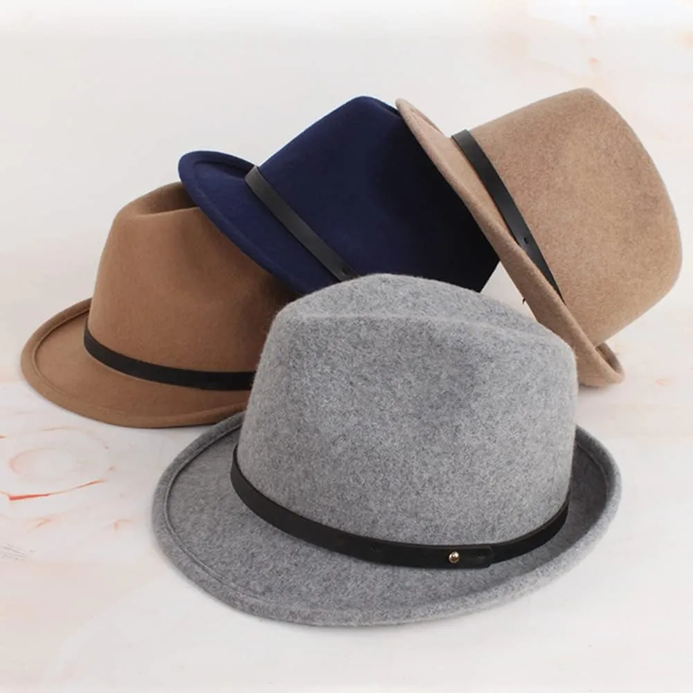 100% Wool Women&Men Fedora hat Felt Trilby hat Classic Short Brim Fashion Homburg Style Spring Autumn Winter