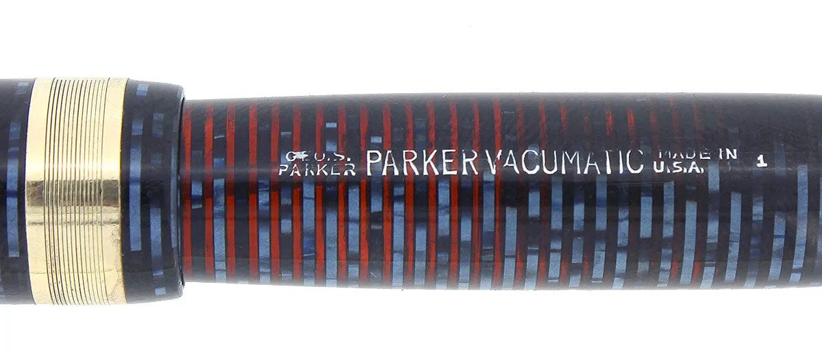 1941 PARKER AZURE VACUMATIC DOUBLE JEWEL JEWELER CAP BAND FOUNTAIN PEN RESTORED