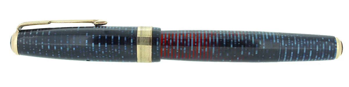 1941 PARKER AZURE VACUMATIC DOUBLE JEWEL JEWELER CAP BAND FOUNTAIN PEN RESTORED