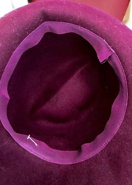 1970s Women's Vintage Burgundy Felt Trilby Hat with a Deep Crown