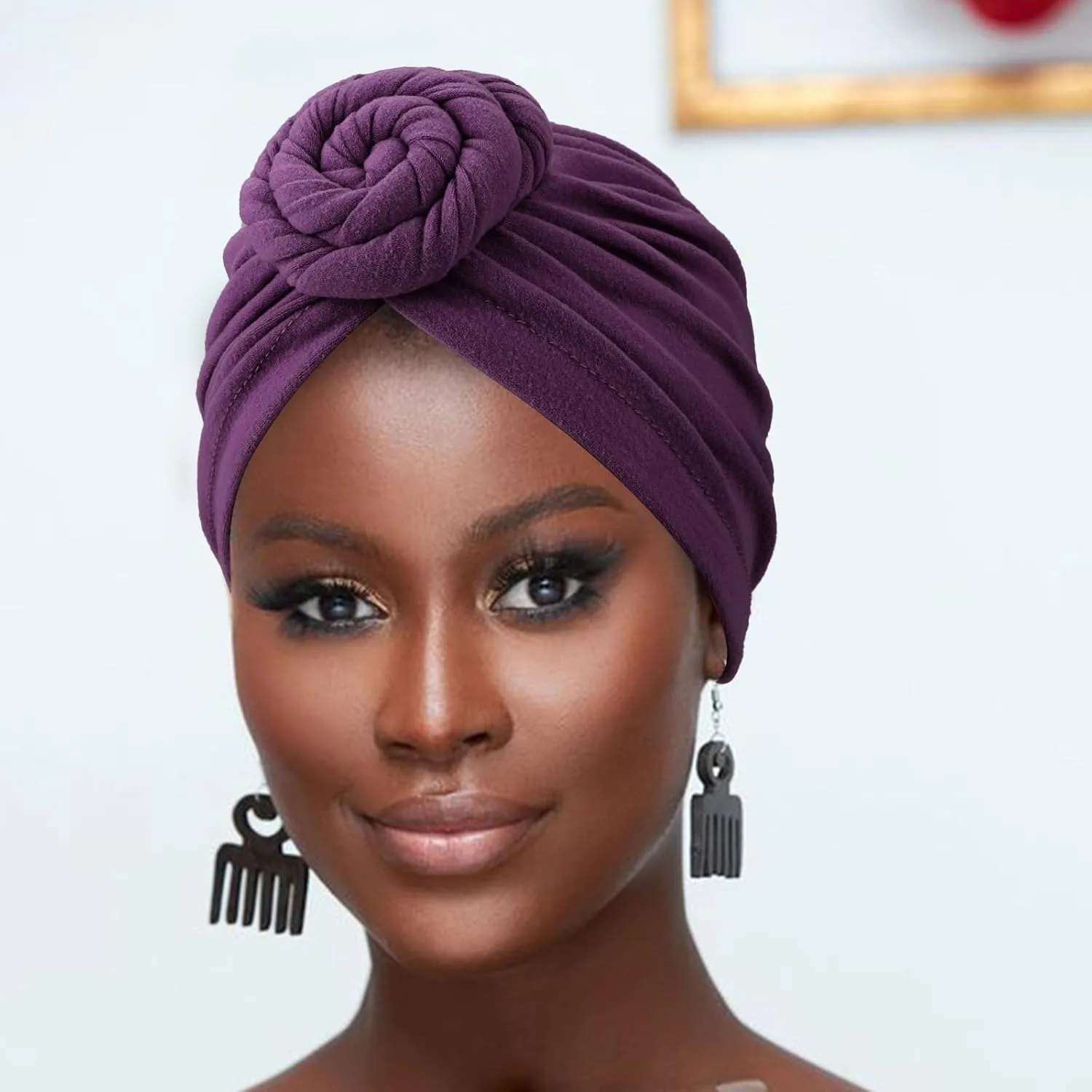 African Women Turban Caps Pre-Tied Twisted Turbans Head Scarf for Women Hair Wraps Cover Beanie Cancer Chemo Headwear