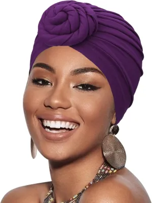 African Women Turban Caps Pre-Tied Twisted Turbans Head Scarf for Women Hair Wraps Cover Beanie Cancer Chemo Headwear