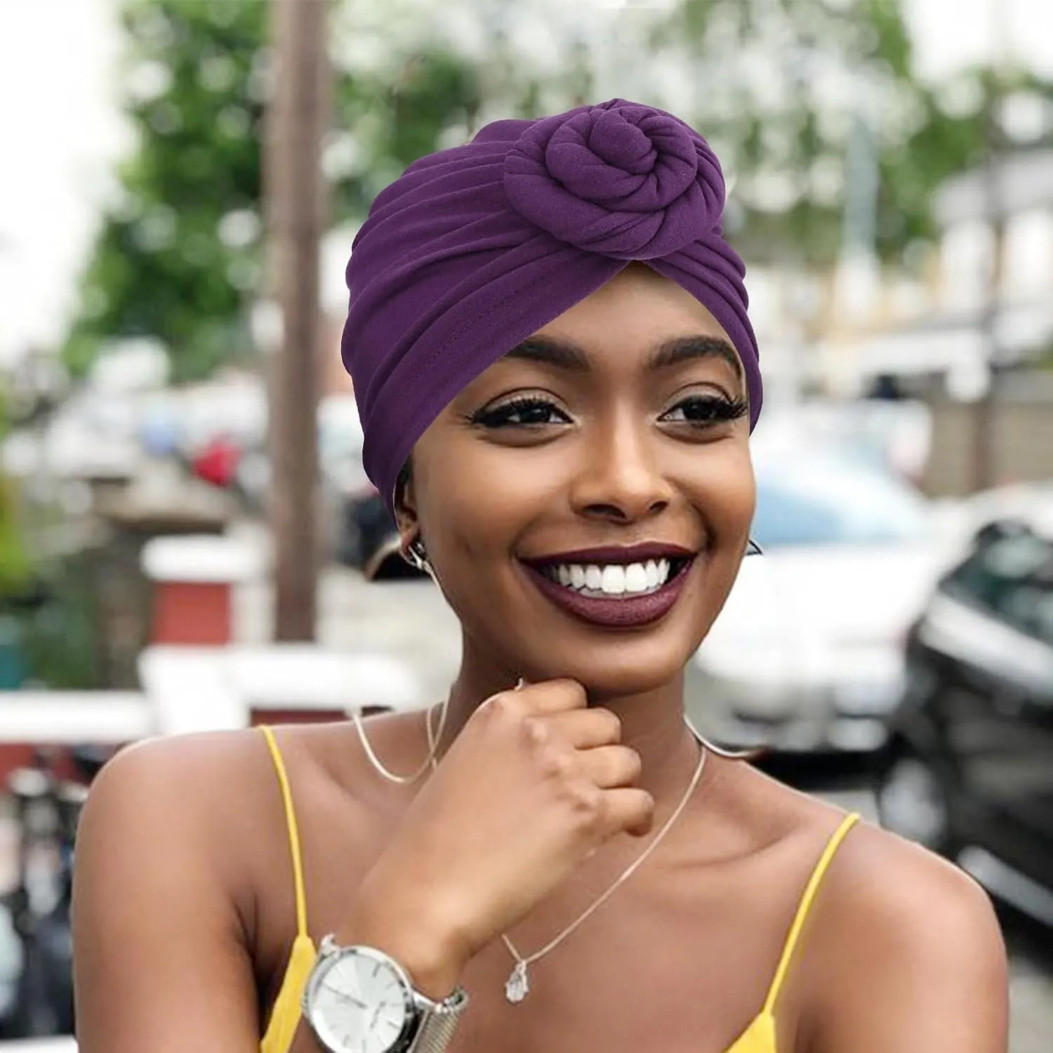 African Women Turban Caps Pre-Tied Twisted Turbans Head Scarf for Women Hair Wraps Cover Beanie Cancer Chemo Headwear