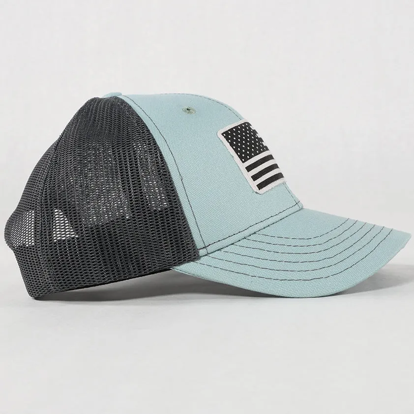 American Flag Patch Patriotic Sea Mist Trucker Hat