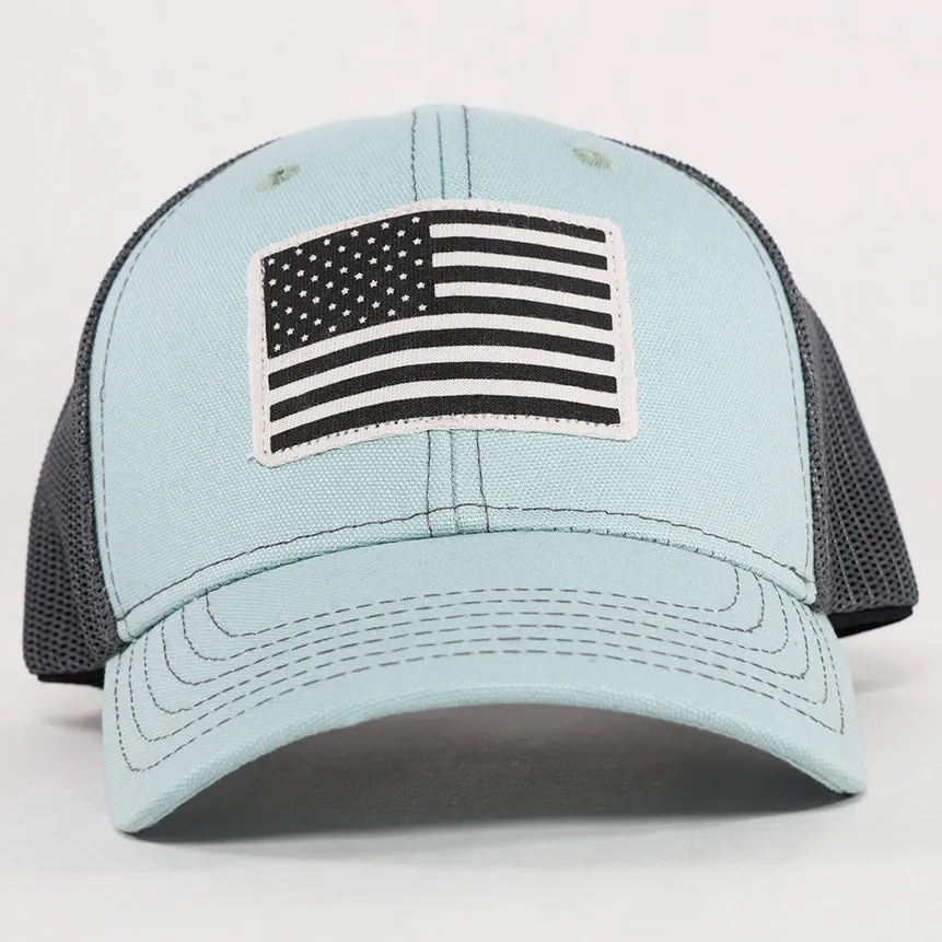 American Flag Patch Patriotic Sea Mist Trucker Hat