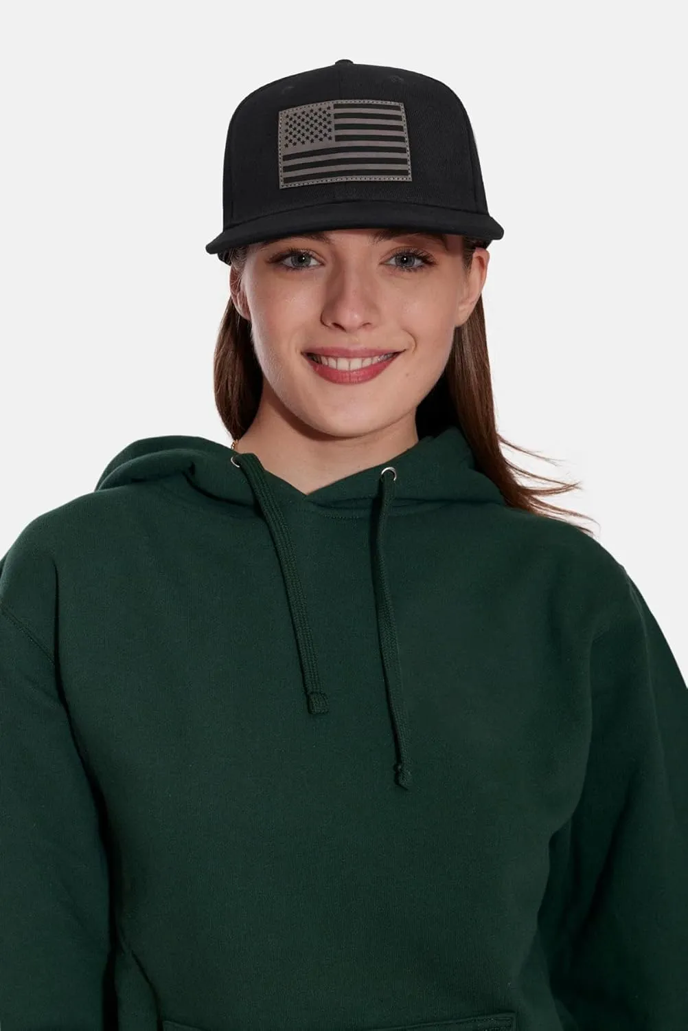 American Flag Snapback Hats - Flat Bill Brim Hat for Men Women - Breathable & Adjustable Fit for Casual Wear
