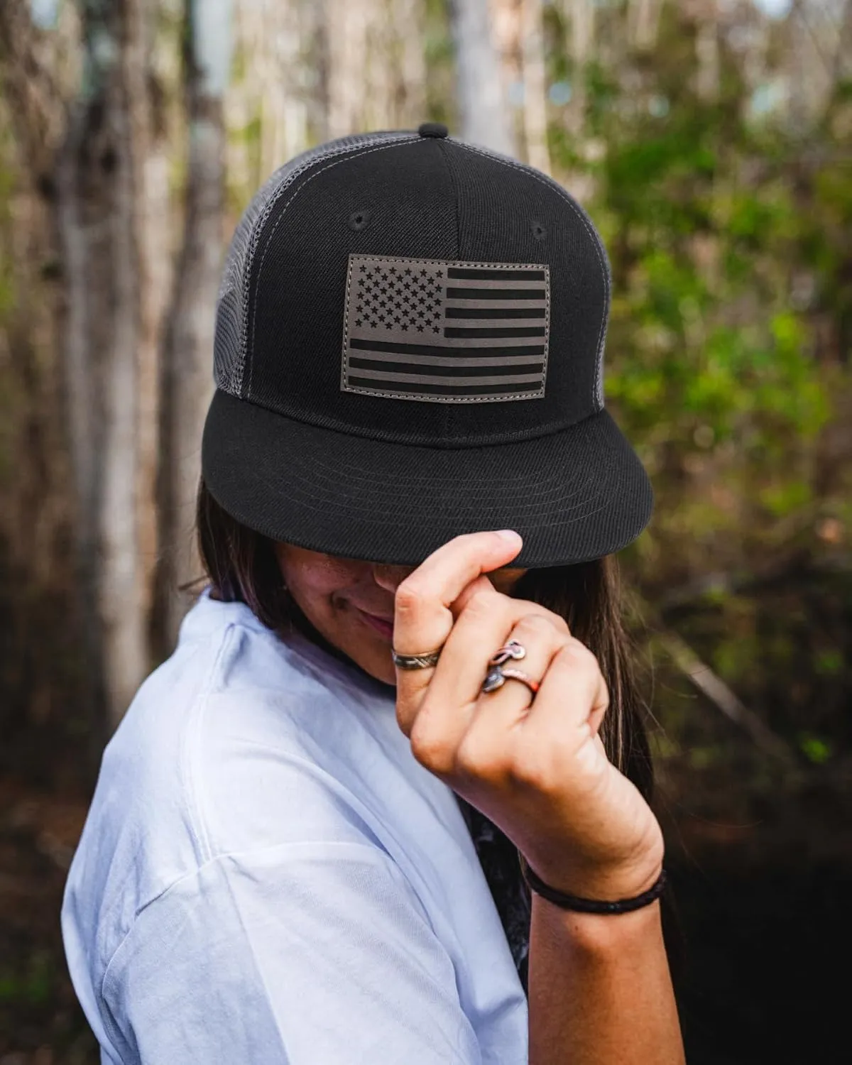 American Flag Snapback Hats - Flat Bill Brim Hat for Men Women - Breathable & Adjustable Fit for Casual Wear