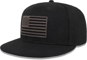 American Flag Snapback Hats - Flat Bill Brim Hat for Men Women - Breathable & Adjustable Fit for Casual Wear