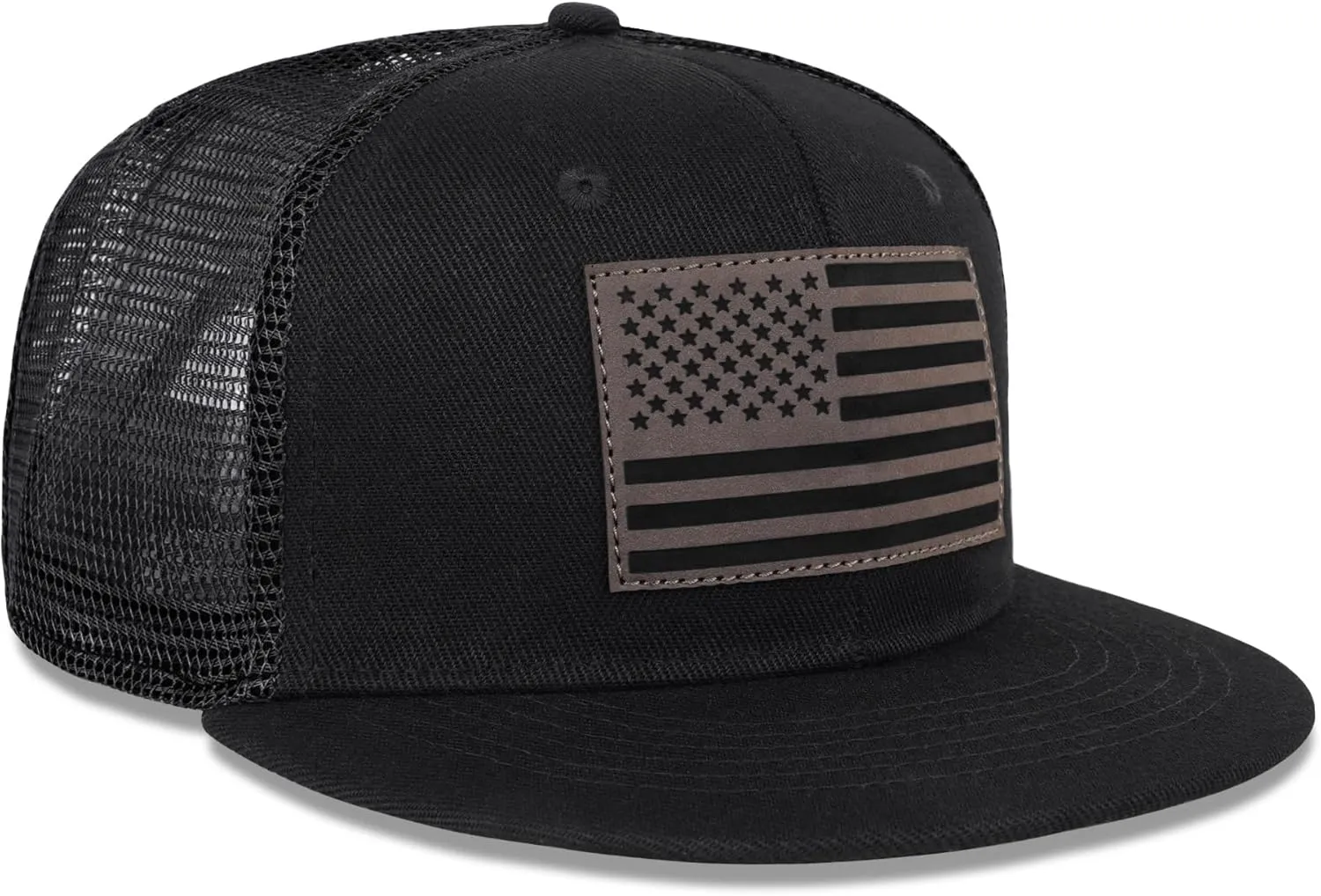 American Flag Snapback Hats - Flat Bill Brim Hat for Men Women - Breathable & Adjustable Fit for Casual Wear