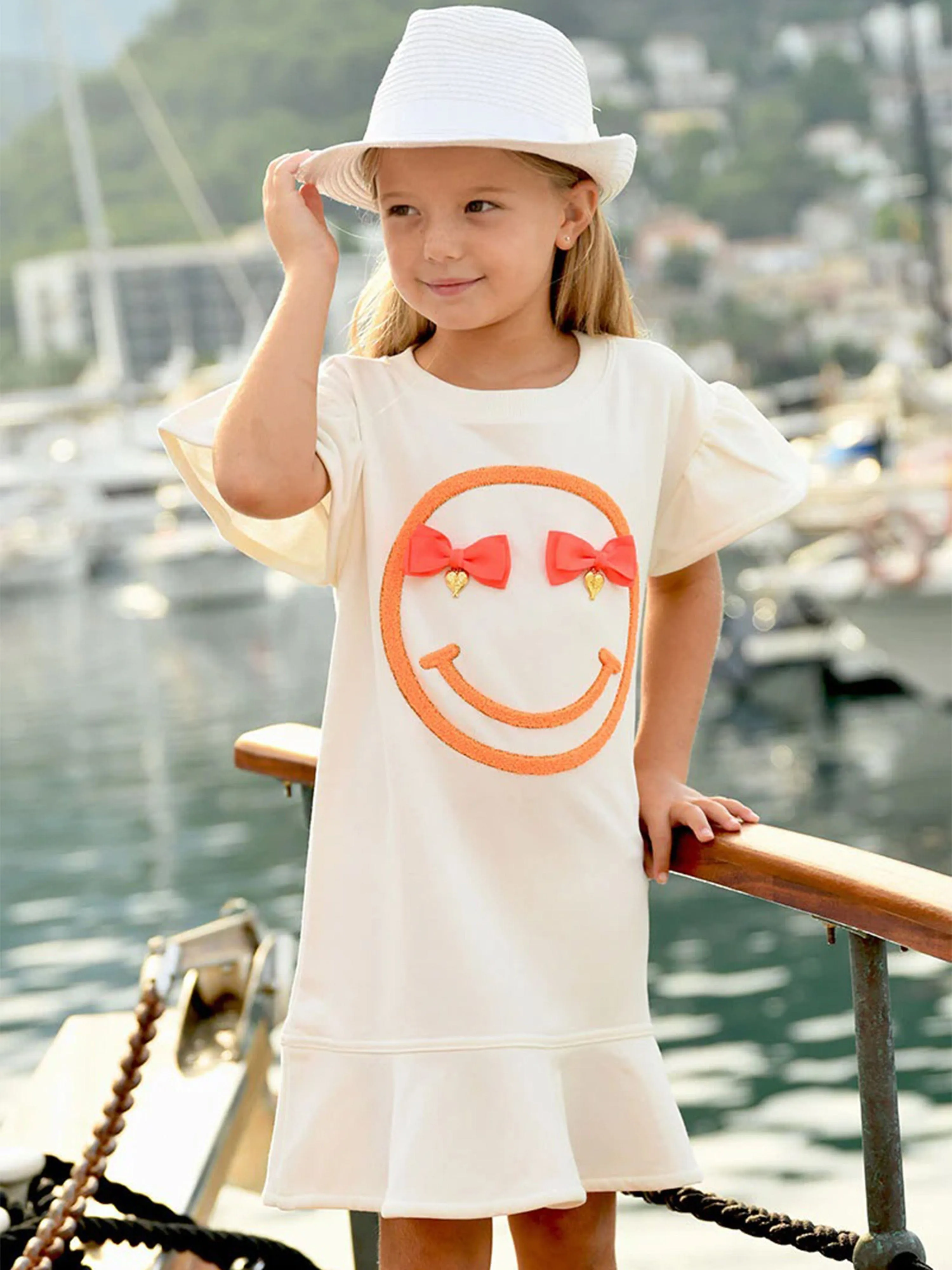 Angels Face Girls Frankie Straw Trilby Hat in White