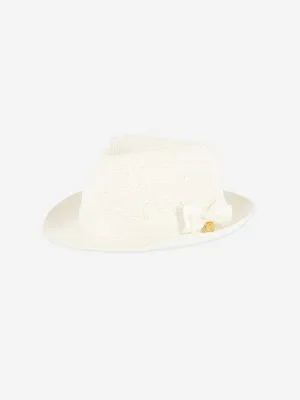 Angels Face Girls Frankie Straw Trilby Hat in White
