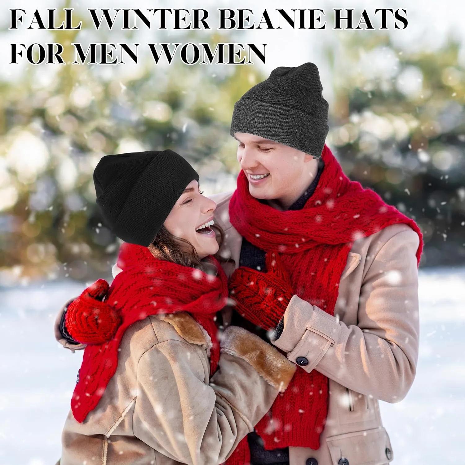 Beanies for Men Women 2 Pack Fall Winter Men's Hats Unisex Warm Knit Skullies Beanies Soft Ski Caps