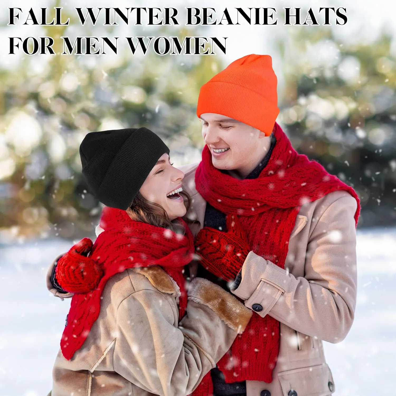 Beanies for Men Women 2 Pack Fall Winter Men's Hats Unisex Warm Knit Skullies Beanies Soft Ski Caps