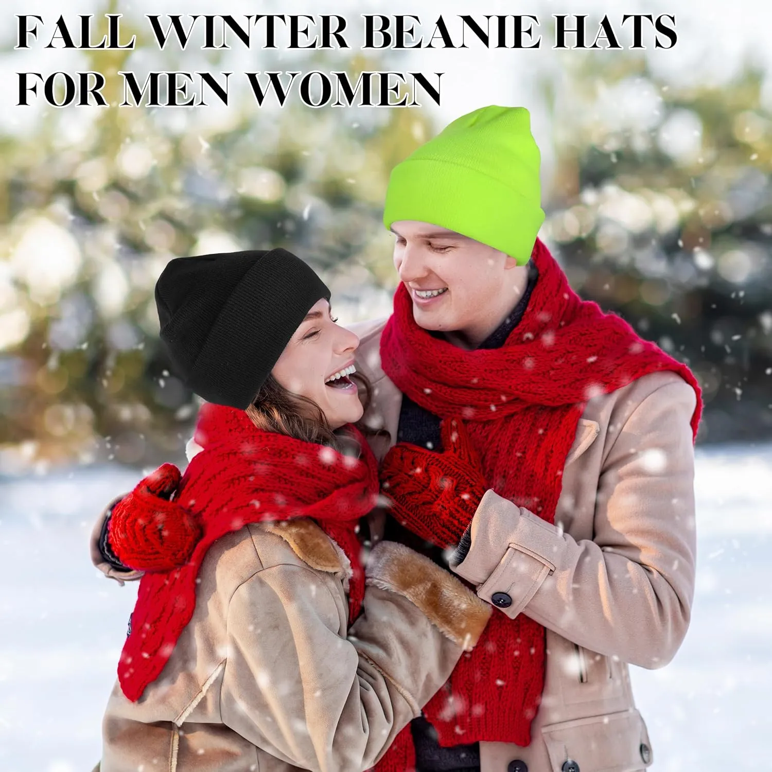 Beanies for Men Women 2 Pack Fall Winter Men's Hats Unisex Warm Knit Skullies Beanies Soft Ski Caps