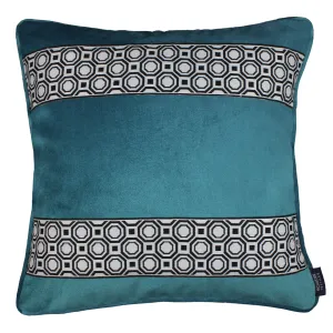 Cancun Striped Blue Teal Velvet Cushion