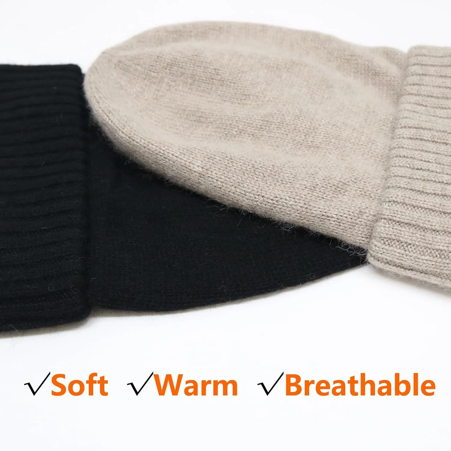 Cashmere Blend Satin Lined Beanie Hat Wool Winter Hats for Women Men Cuffed Hat Silk Lining Slouchy Beanie Women Knit Hat