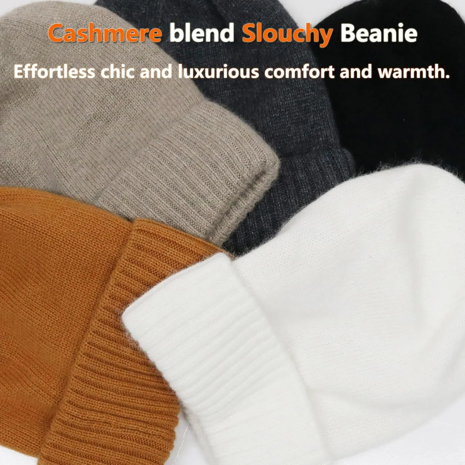 Cashmere Blend Satin Lined Beanie Hat Wool Winter Hats for Women Men Cuffed Hat Silk Lining Slouchy Beanie Women Knit Hat