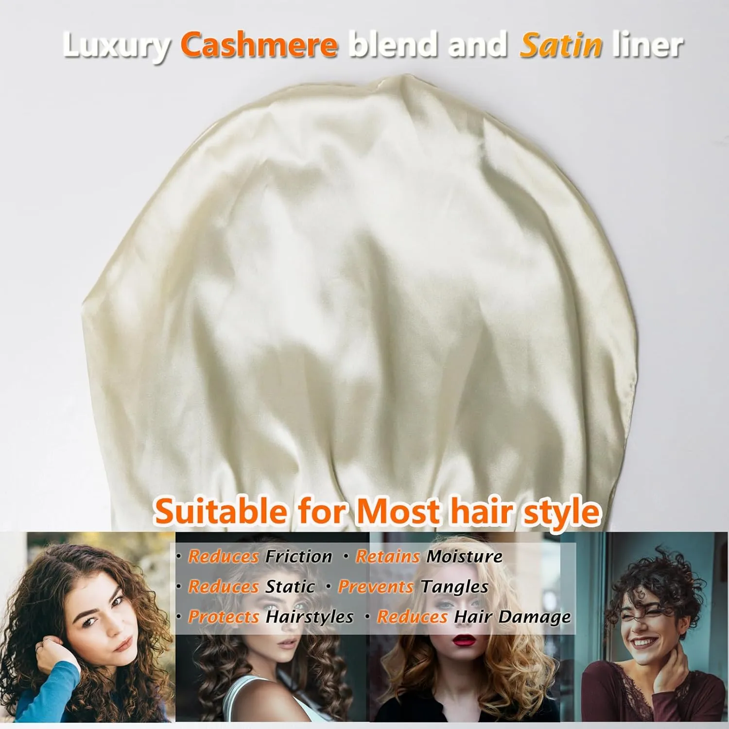 Cashmere Blend Satin Lined Beanie Hat Wool Winter Hats for Women Men Cuffed Hat Silk Lining Slouchy Beanie Women Knit Hat