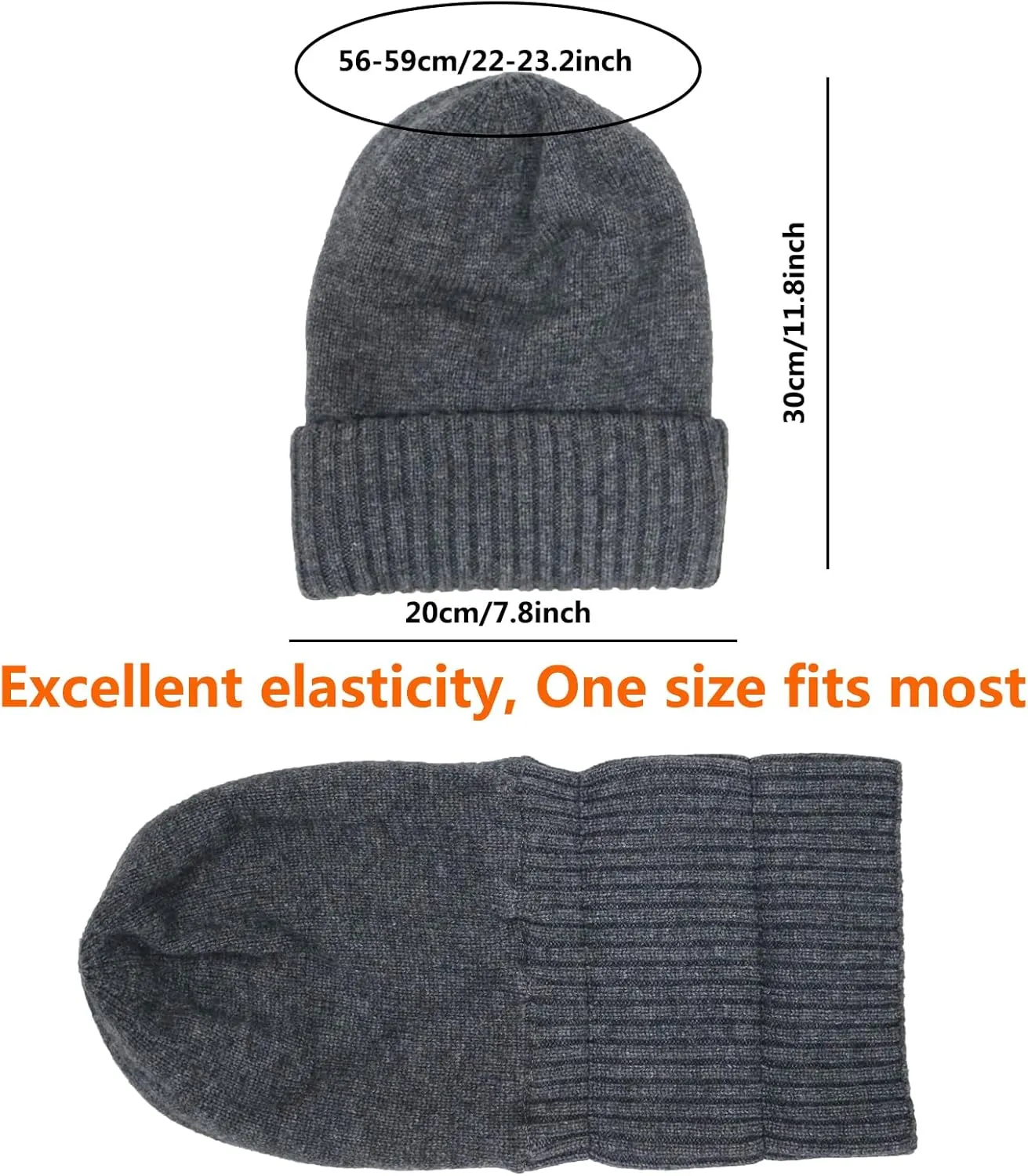 Cashmere Blend Satin Lined Beanie Hat Wool Winter Hats for Women Men Cuffed Hat Silk Lining Slouchy Beanie Women Knit Hat