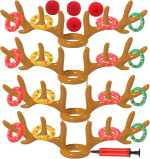 Christmas Games, Inflatable Reindeer Antler Ring Toss Game, Stocking Stuffers for Men Women Kids Teens Adults, Christmas Party Games Fun Xmas Gifts Carnival Holiday Family