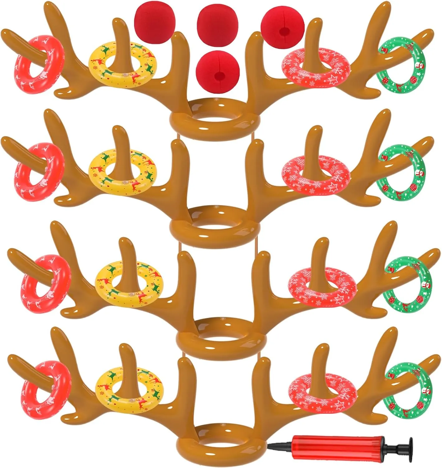 Christmas Games, Inflatable Reindeer Antler Ring Toss Game, Stocking Stuffers for Men Women Kids Teens Adults, Christmas Party Games Fun Xmas Gifts Carnival Holiday Family