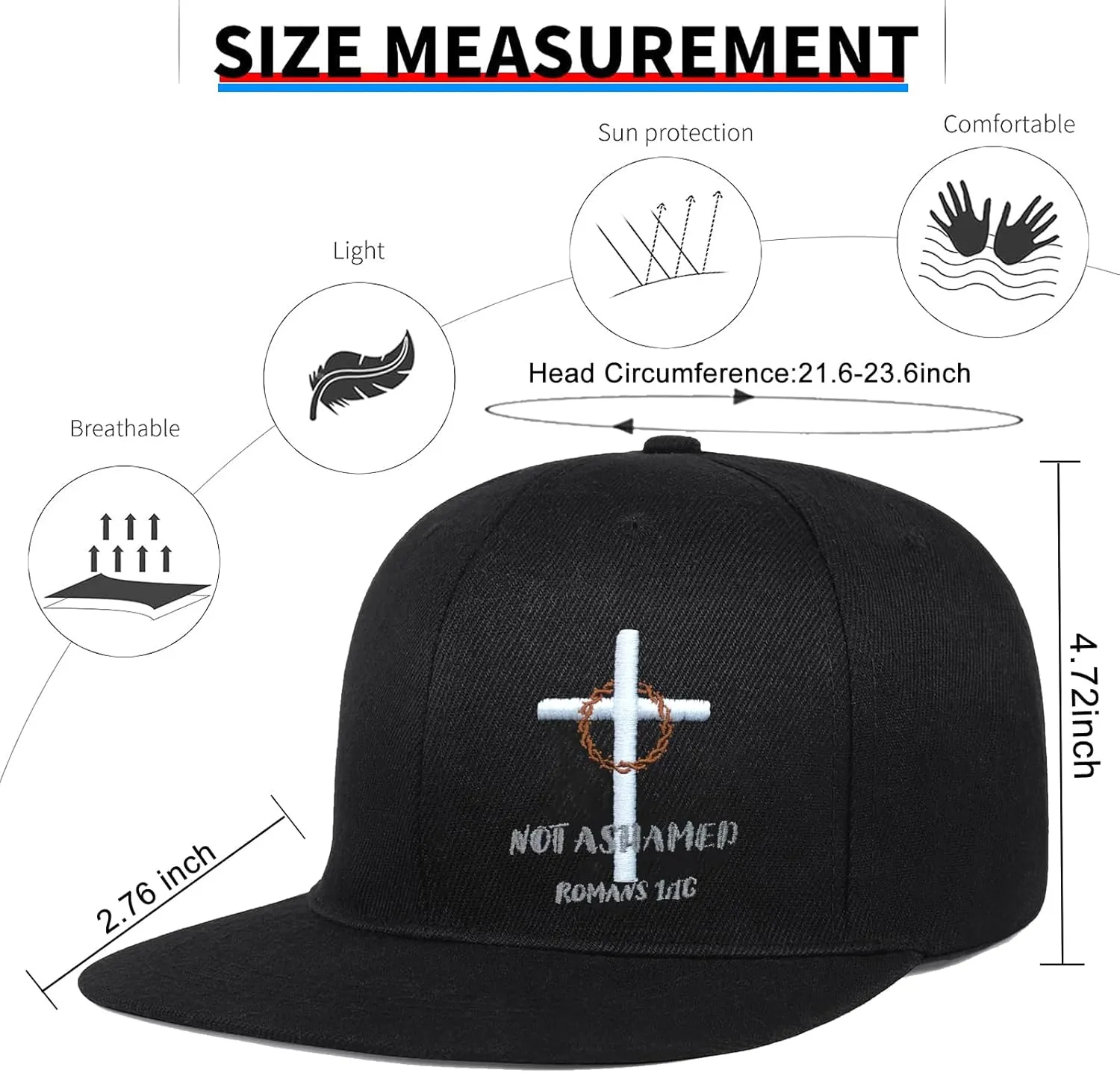 Embroidery Snapback Hats for Men Embroidered Flat Bill Brim Hats for Men