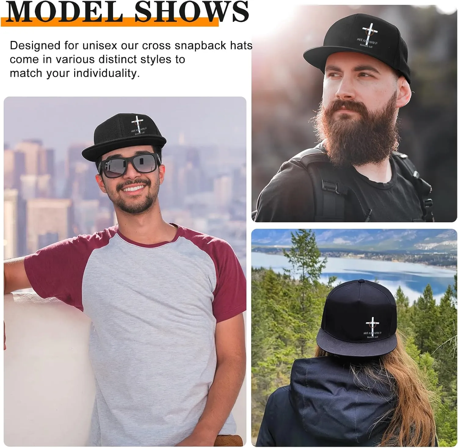 Embroidery Snapback Hats for Men Embroidered Flat Bill Brim Hats for Men