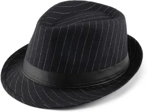 FALETO Unisex Classic Manhattan Structured Gangster Trilby Fedora Hat