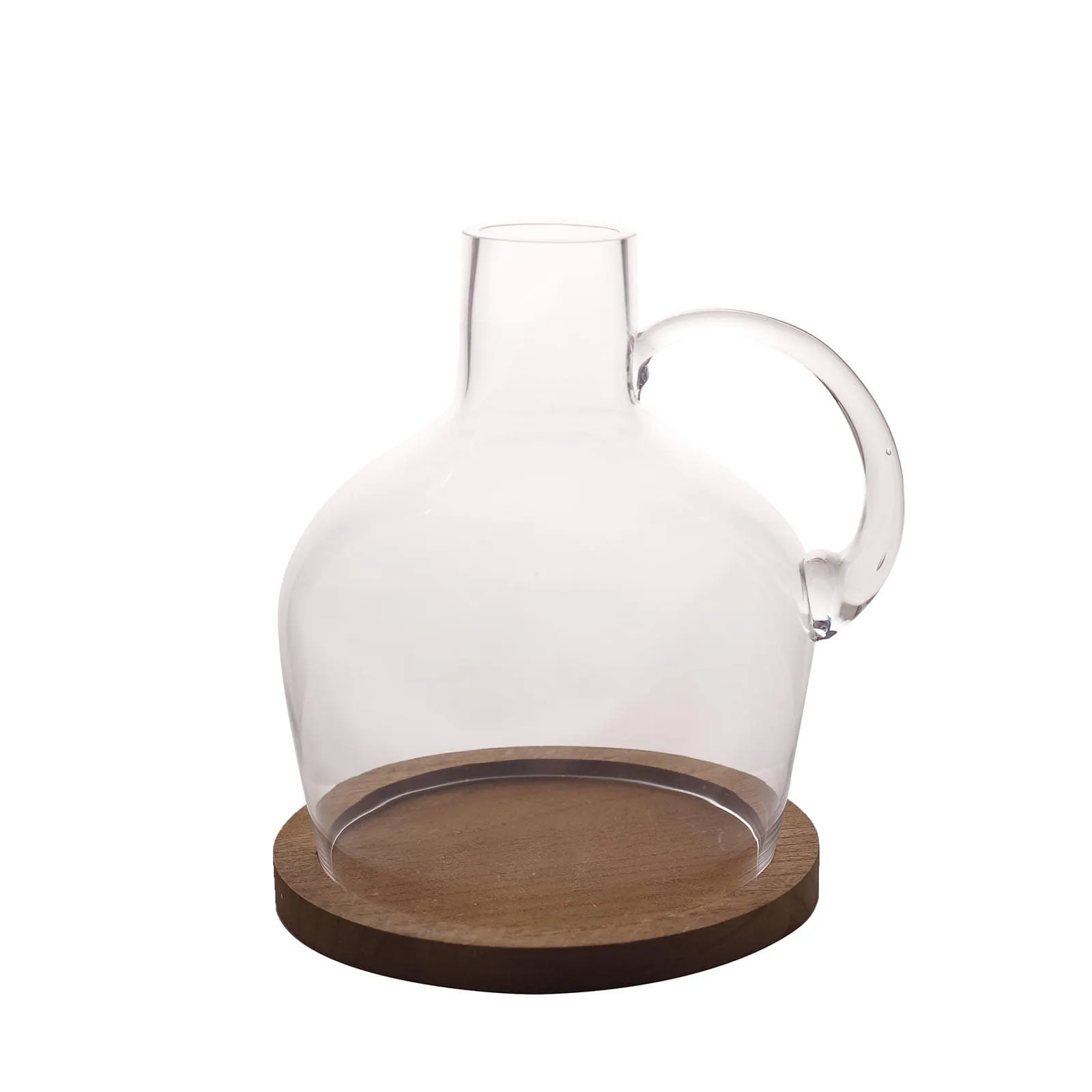 Glass Candle Holder Cloche Jar Dome 10" Clear with Wooden Base - Heavy Duty Wedding Centerpiece