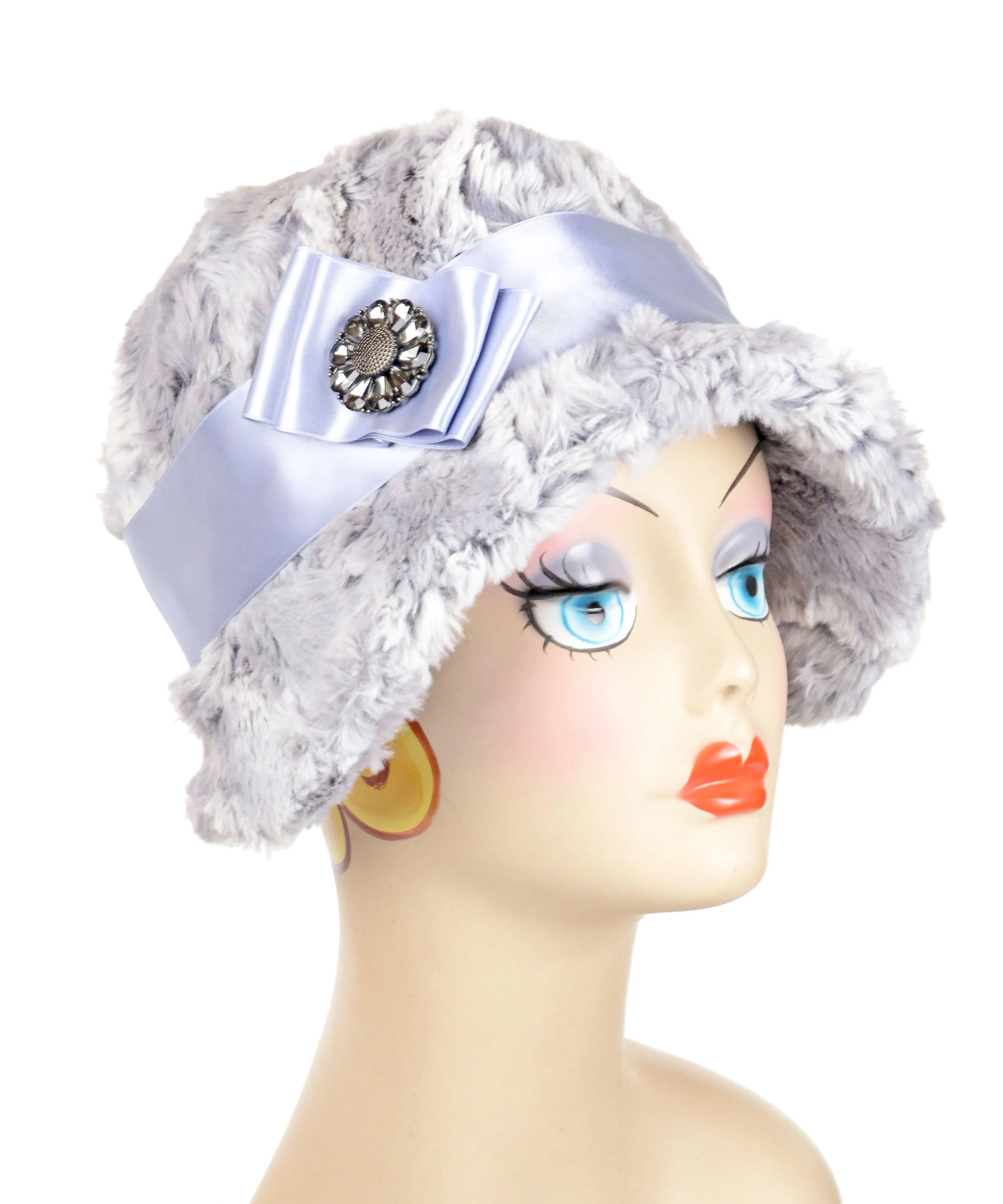 Grace Cloche Style Hat - Luxury Faux Fur in Winter River