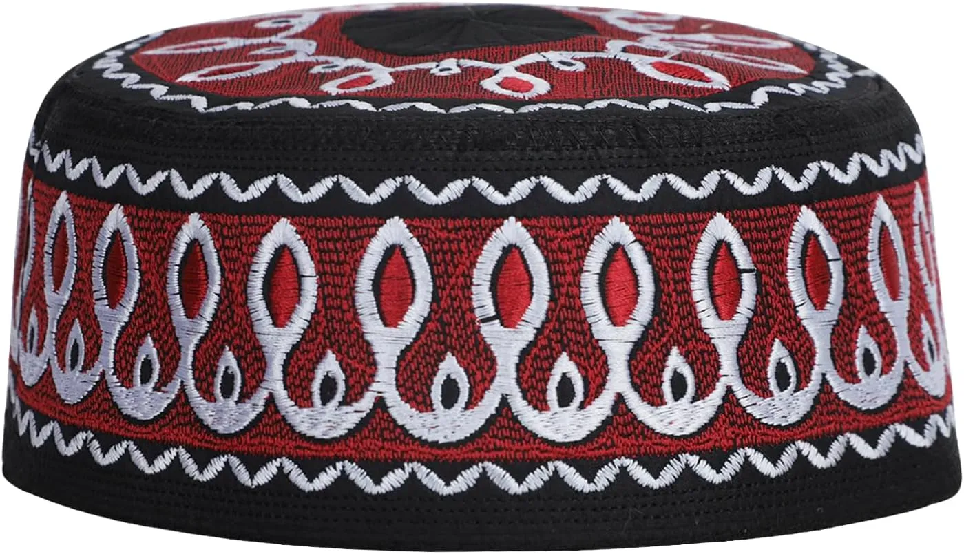 Islamic Men Prayer Kufi Hat Muslim Arabian Embroidered Skull Cap Arab Indian Religious Praying Cap Ramadan Eid Gift