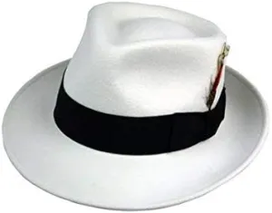 Kent Crushable Trilby Fedora Hat in Soft White with Black Band
