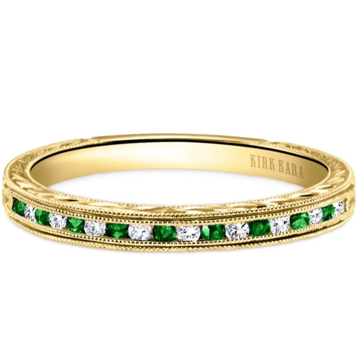 Kirk Kara "Charlotte" Channel Set Green Tsavorite Wedding Band