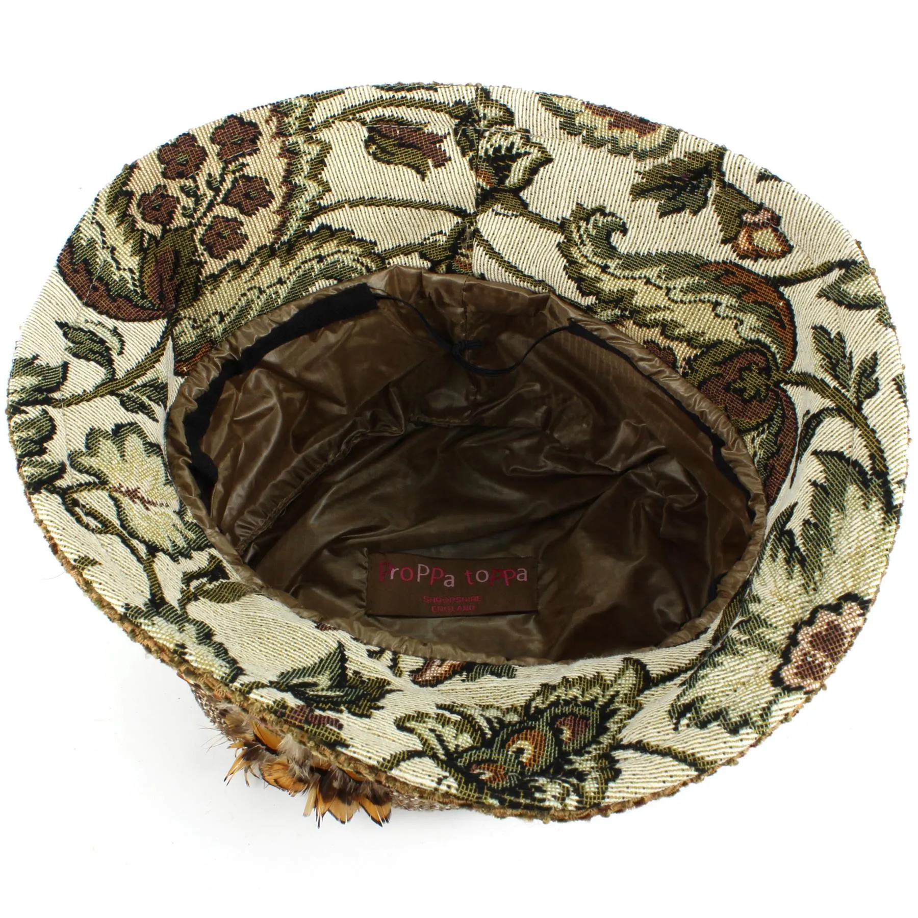 Ladies Mixed Fabric Cloche Hat with Leopard Print Crown