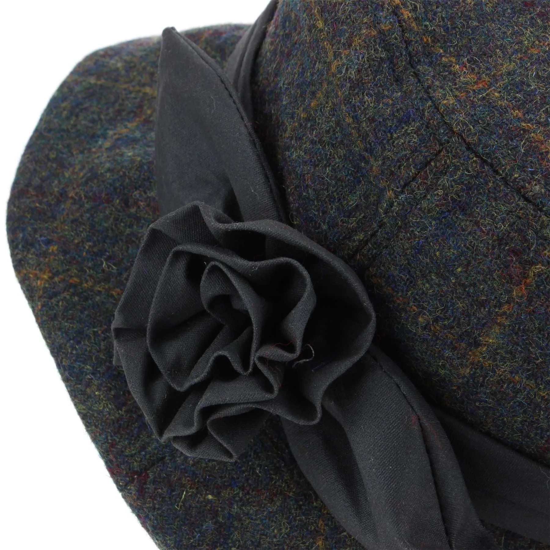 Ladies Wool Tweed Cloche Hat  - Green