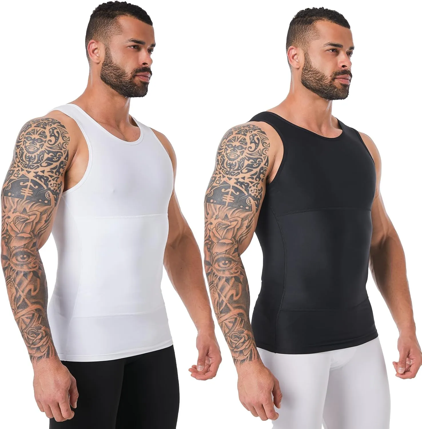 Mens Body Shaper, Compression Shapewear Vest Slimming Undershirt Tank Top, Tummy Control Chest, Hide Gynecomastia