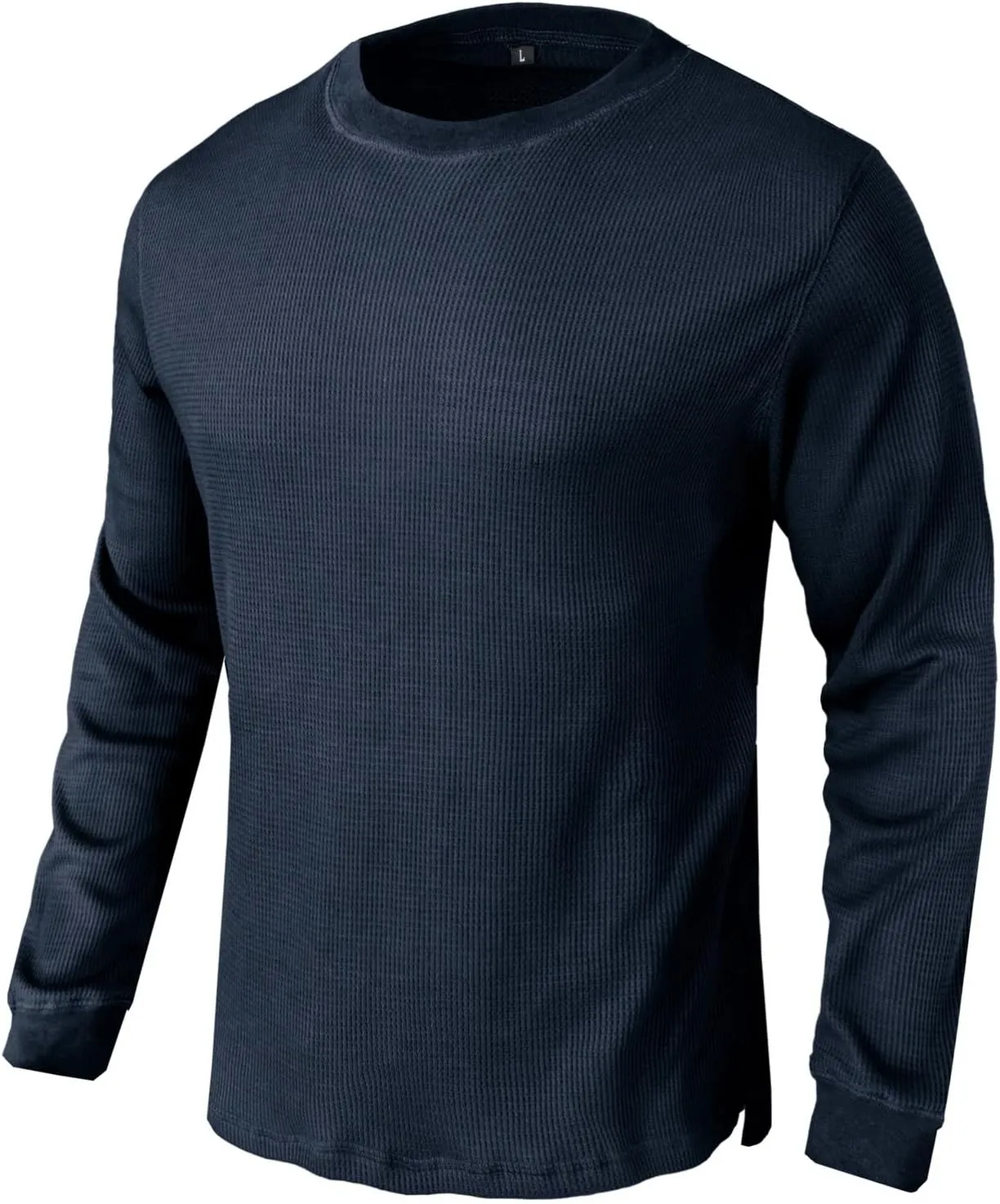 Men's Waffle Basic T-Shirt Long Sleeve Thermal Crew Neck Casual Top Underwear Lightweight Base Layer