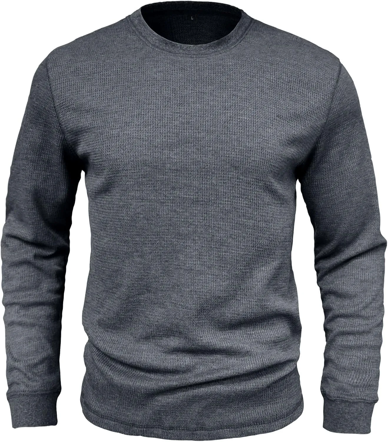 Men's Waffle Basic T-Shirt Long Sleeve Thermal Crew Neck Casual Top Underwear Lightweight Base Layer