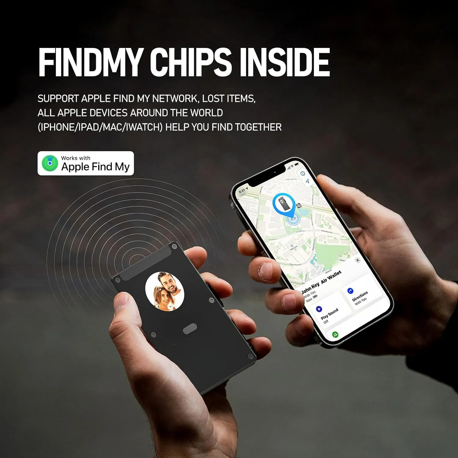 Metal Smart Wallet with E-Ink Display & Built-in Find My Chip(iOS Only), RFID Blocking Minimalist Card Holder for Men, Custom Image/QR via App (iOS & Android), Gift for Husband/Friend
