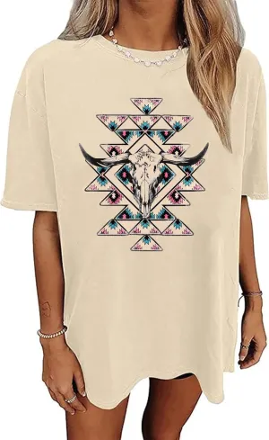 Oversized Wild West Cowboys T-Shirt for Women Vintage Country Music Tee Western Rodeo Graphic Tee Short Sleeve Loose Top