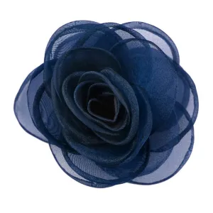Rose Flower Hair Clips, Brooches, and Pins with Blue Accent | Versatile Floral Accessories for Women