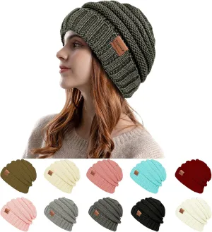 Rosoz Womens Beanies for Winter Slouchy Beanies for Women Knit Warm Winter Hats for Women Thick for Cold Weather