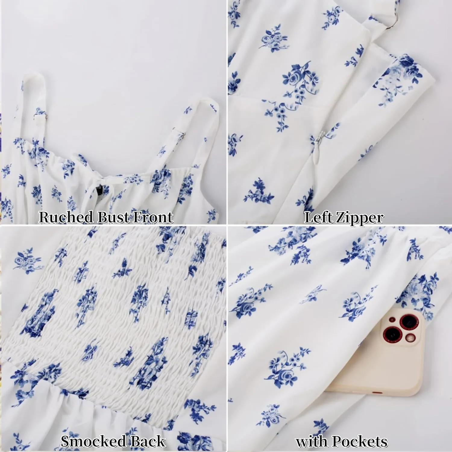 Scarlet Darkness Floral Printed Corset Dress Ruched Bust Cami Dress Flowy Sundress