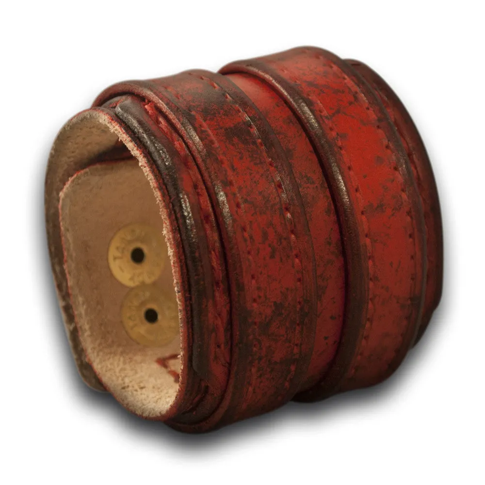 Scarlet Layered Leather Double Strap Cuff with Snaps