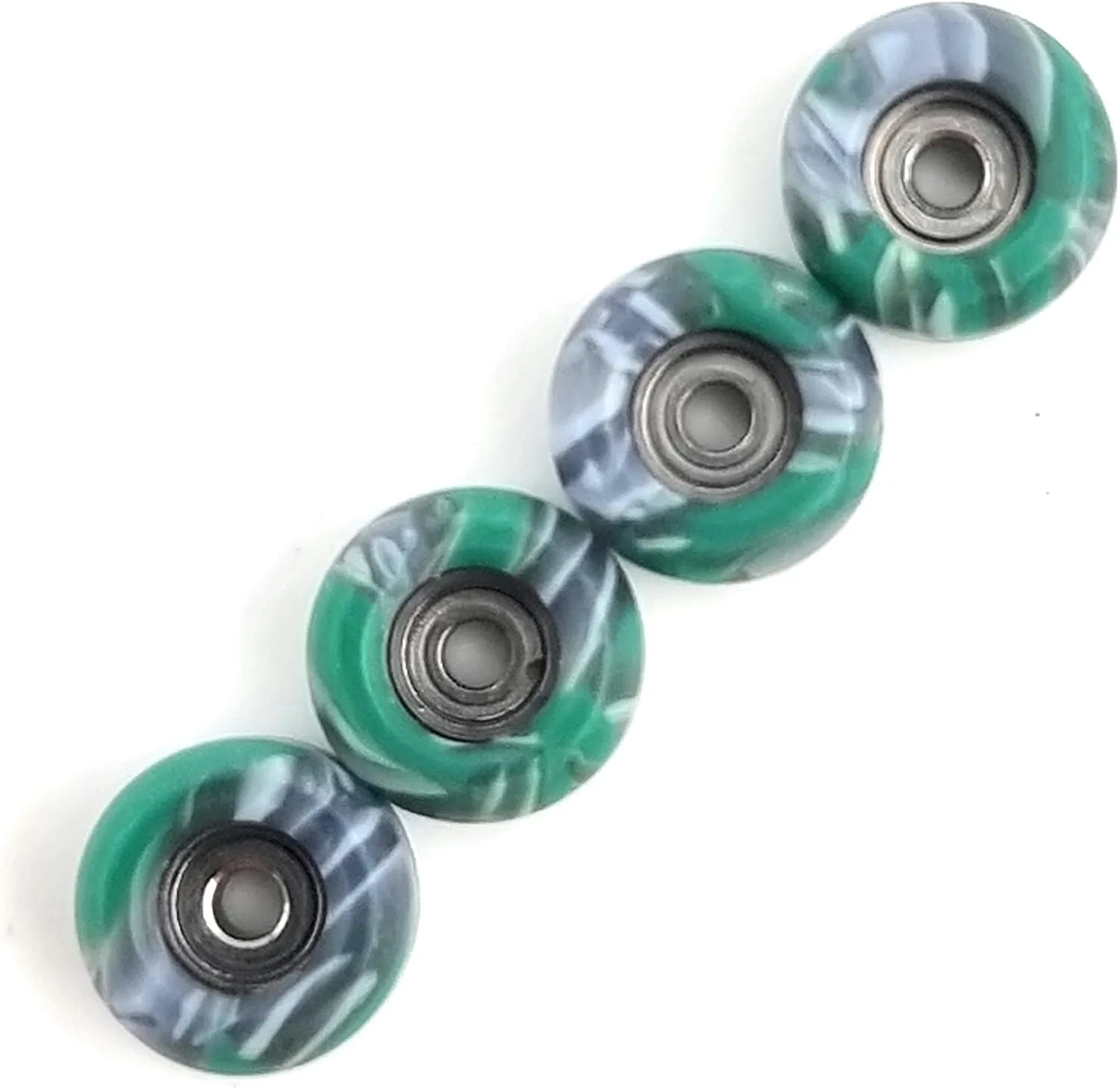 SPITBOARDS Fingerboard Swirl Wheels Polyurethane CNC Lathed Bearing Wheels - Green Swirl