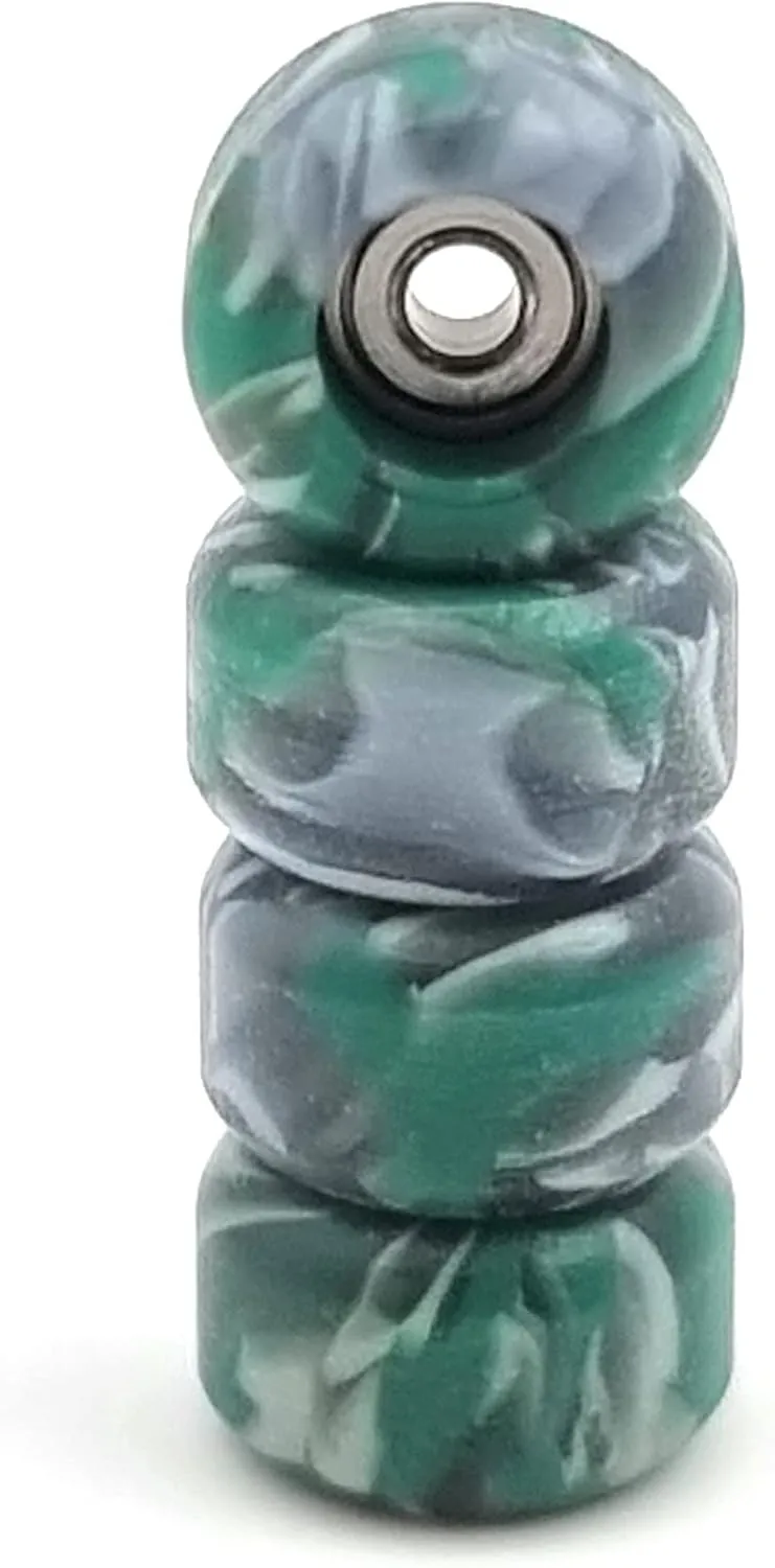 SPITBOARDS Fingerboard Swirl Wheels Polyurethane CNC Lathed Bearing Wheels - Green Swirl
