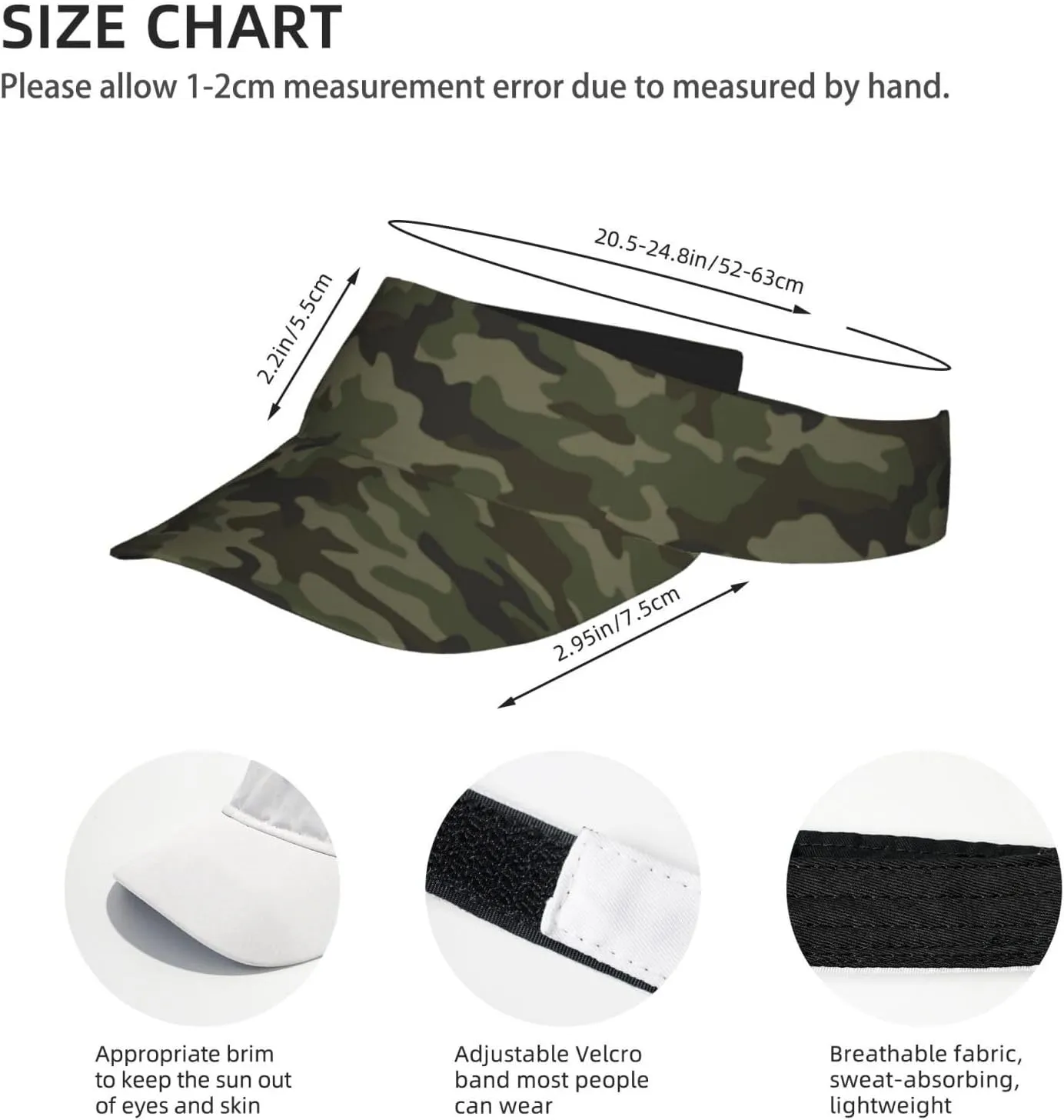 Sports Sun Visor Hats Adjustable Men Women Lightweight Packable Cooling Empty Top Visor Hat for Running, Tennis, Golf