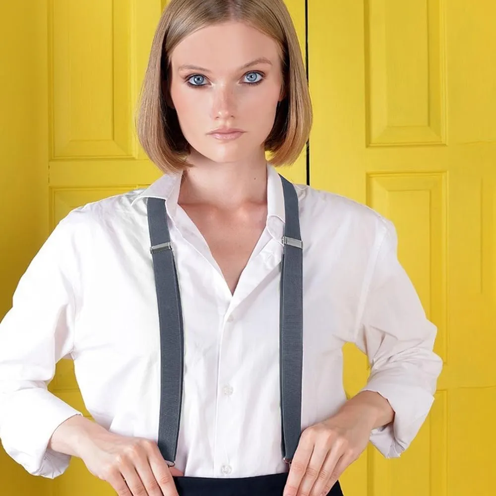 Suspenders for Men & Women, 1 Inch Wide Adjustable Elastic Straps with 3 Swivel Hooks