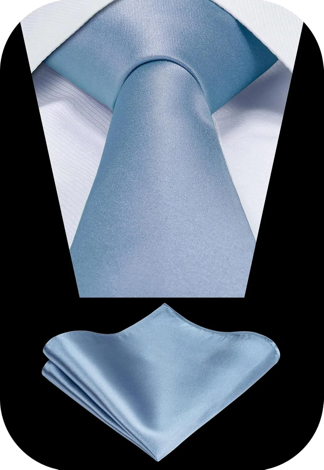 TIE G 5pcs Tie Set in Gift BOX WHITE OR BLACK: Solid Color Necktie, Satin Bow Tie, Pocket Square, Lapel, Cuff Links