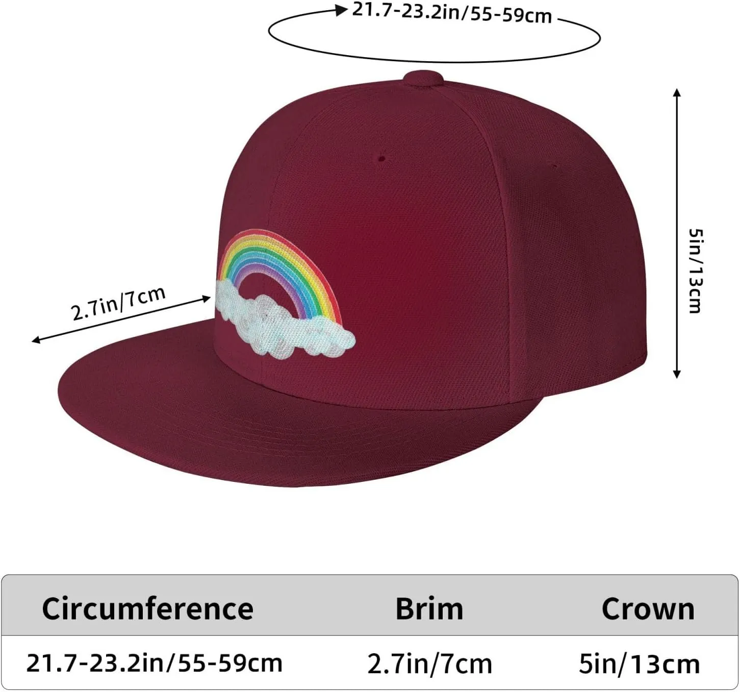 Watercolor Rainbow Trucker Hat for Men Snapback Hats Baseball Cap Flat Brim Hats